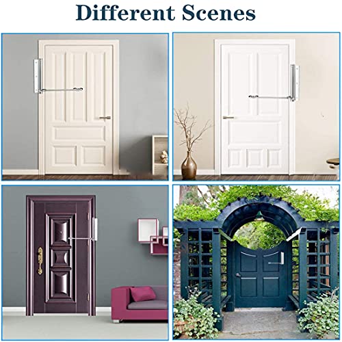 Nuyoah Türschließer Außen Stangentürschließer Türschliesser Innen Edelstahl Einstellbare Türanlehner Leichte Automatischer Federbelastet Max.80kg (Silber)