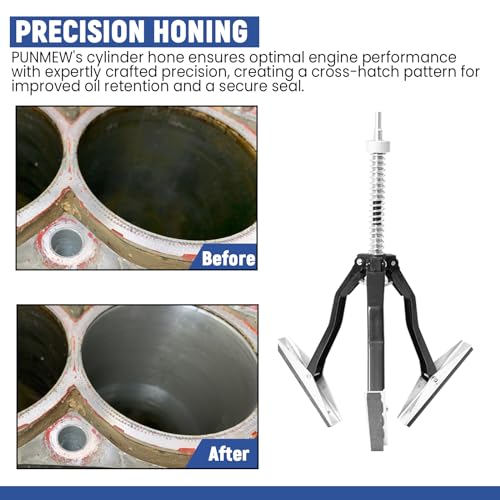 Punmew PN0054 Cylinder Hone Adjustable Deglazer 4.5 Inch - 5.9 Inch Diameter With With 3 Extra 220 Grit 4 Inch Long Stones Cylinder Honetool thumb #3