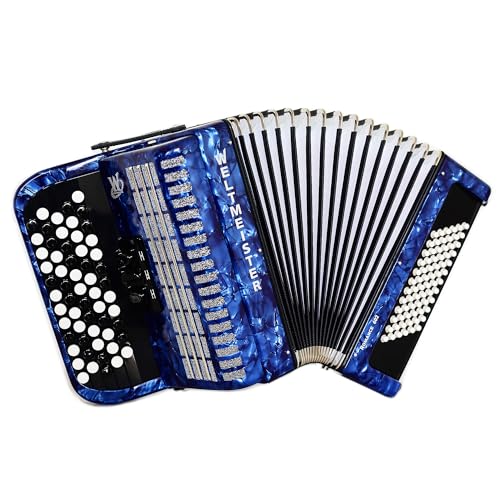 Generic New Weltmeister Romance 602 Button Accordion, made in Germany, 72 Bass buttons, Lightweight Accordion B-Gripp, Blue, Straps and Case, Shipping from USA