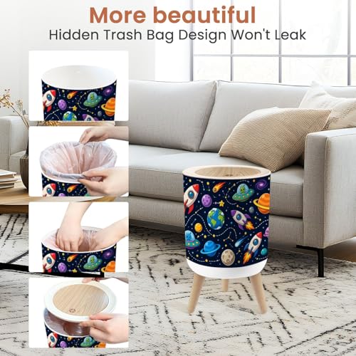 Caneca de basura pequeña redonda con tapa 1.8 gal miniatura 4