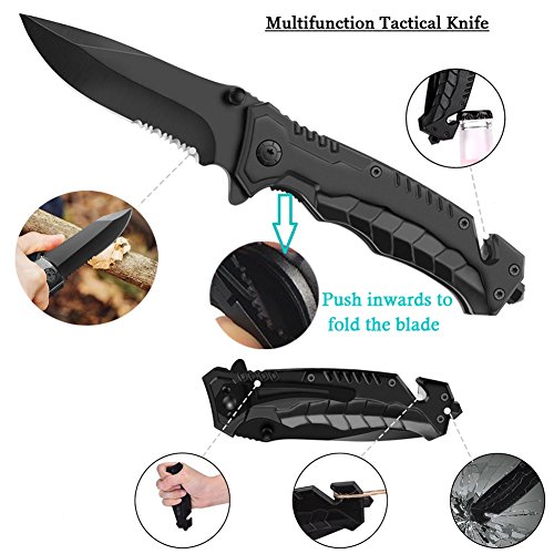 XUANLAN Emergency Survival Kit 13 in 1, Outdoor Survival Gear Tool with Survival Bracelet, Fire Starter, Whistle, Wood Cutter, Water Bottle Clip, Tactical Pen (Survival Kit 4) - Thumbnail 5