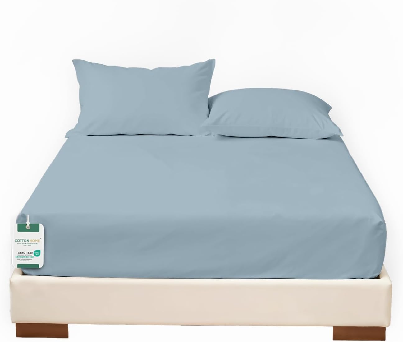3 Piece Fitted Sheet Set 180x200cm with 2 Pillow Cover Hotel Luxury Supersoft King Size Bed sheet Comfortable Lightweight Breathable Bedding Set Fits up to 30cm DeepPocket(Mettalic Blue)