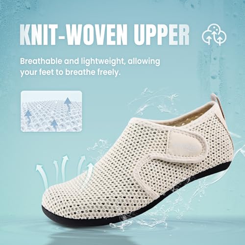 WateLves Wasserschuhe Badeschuhe Schwimmschuhe Aquaschuhe Herren Damen Pool Sandstrand Tauchen Surfen Schnelltrocknend Unisex(Beige 39)