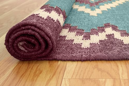 Tapis multi-usage laine et jute bleu et violet tapis grand trafic cuisine