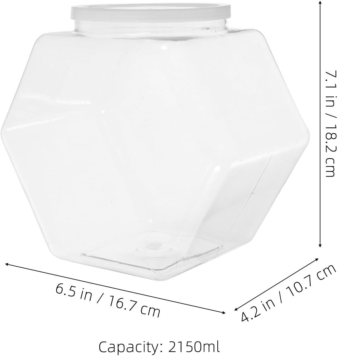 Ipetboom 3pcs Hexagonal Cookie Jars with Lid Candy Jars 2150 ml Plastic Storage Containers Kitchen Storage Containers for Dry Food Biscuits and Snacks