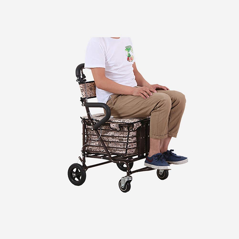 Andador con función de freno de mano, altura ajustable, con cesta de la compra y asiento, ayuda de movilidad para personas mayores y discapacitados