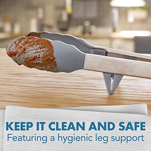 Küchen- Grill- Salatzangen- Set aus Edelstahl, Greifer aus Silikon, 2 Größen für vielfältige Anwendungen beim Kochen, mit Antihaftbeschichtung, mit Silikon- Ofenhandschuh, Zubehör für Hobbyköche-4