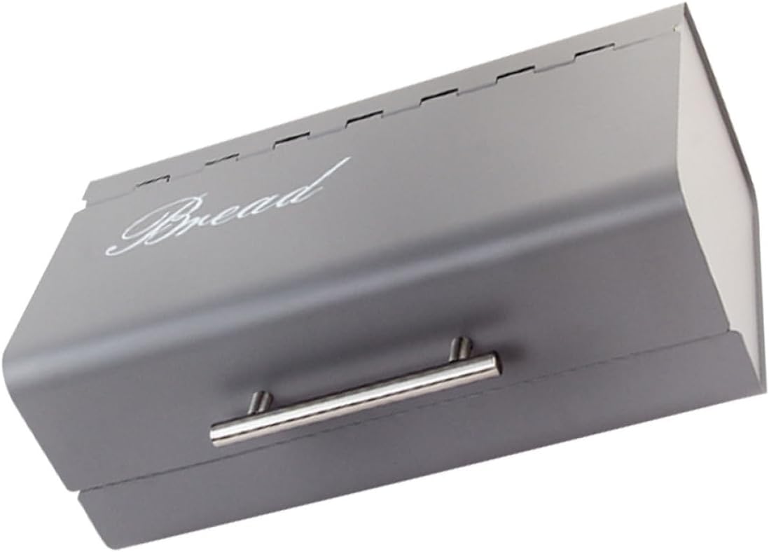 Bread Box Bread Bin with Lid Grey European Style Desktop Snack Storage Container Kitchen Counter Box