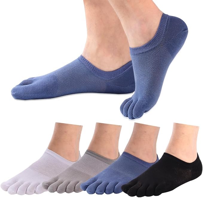 4 Pair Toe Shocks For Men Women, No Show Running Five Finger Socks-image-18