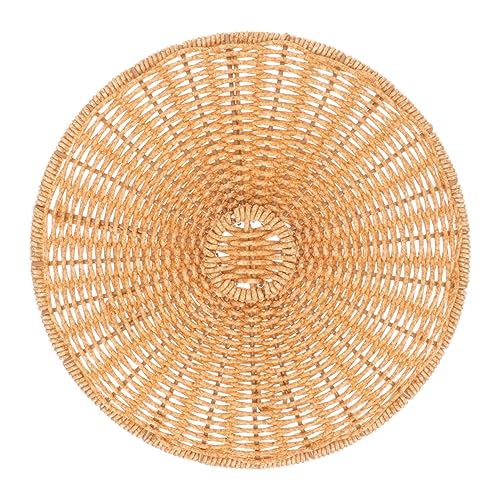 OUNONA Round Imitation Rattan Lid for Bathroom Garbage Can Versatile Dirty Clothes Holder Cover Elegant Flower Arrangement Basket Top All Match Home Decor