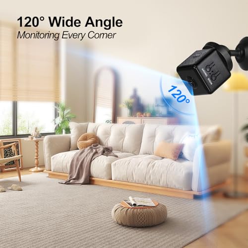 Image of ULar Mini Camera 1080P Cube Surveillance Camera for Indoor Security Pet,Remote App Control,120 Angle and Night Vision, Motion Detection Alerts Picture Taking Cam (No Audio) 1PC
