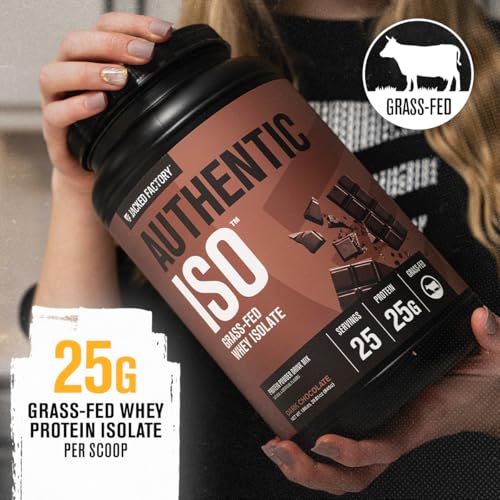 Image of Jacked Factory Authentic ISO Whey Protein Isolate Powder - Low Carb, Non-GMO Muscle Building Protein w /No Fillers, Post Workout Recovery, Dark Chocolate - 25 Servings