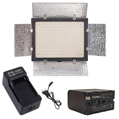 Image of Osaka LED Video Light OS 576 Slim with 10800 mAH F980 Battery & Ultra Fast Charger for All DSLR and Video Cameras and YouTube Video Shooting