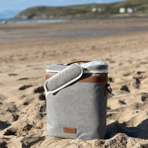 3 Bottle Insulated Wine Cooler Bag, Portable Wine Carrier with Shoulder Strap for Beach Travel Picnic, Unique Wine Carrier for Wine Lover Gifts, Grey