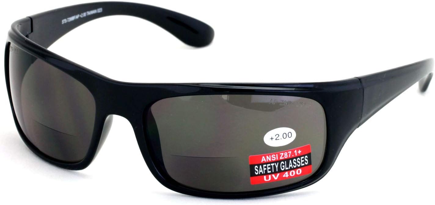 V.W.E. Large Men Safety Sunglasses With Reading Bifocal – ANSI Z87.1+ Certified Glasses Readers