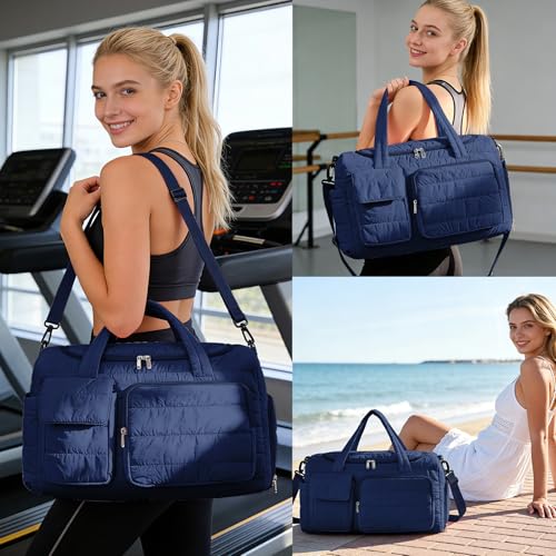 Image of Small Gym Bag for Women, Travel Duffle Bag Carry On Weekender Bag with Shoe Compartment