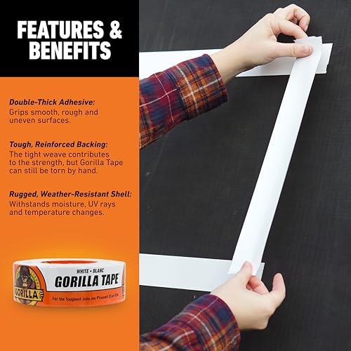 Image of Gorilla Tape, White Duct Tape, 1.88 inch x 30 yd, White | (Pack of 12)