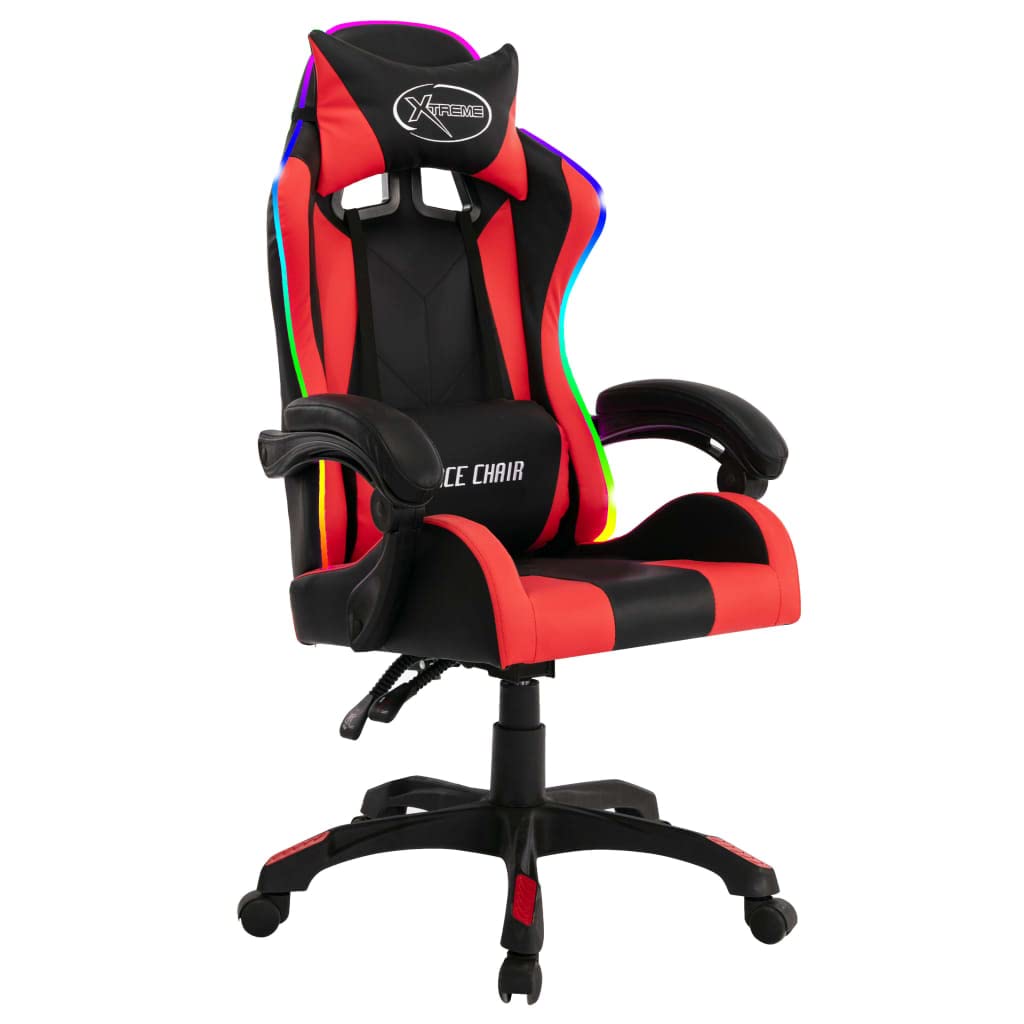 Woonisher Silla Gaming con Luces LED RGB Cuero sintético Rojo y Negro