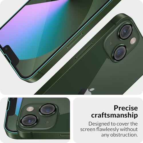 Image of FIRST MART Green Camera Ring Guard Protector for iPhone 14 & iPhone 13 | Tempered Glass with Metal Alloy Rings, HD Clear, Scratch Resistant, Case-Friendly | Pack of 1