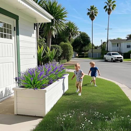 Image of Bassion 12 Bundles Fake Lavender Artificial Flowers for Outdoors, Purple