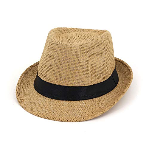 LLPBEAU-hat Chapeau extérieur Pare-soleil Jazz Hat Mode d'été Femmes Hommes Straw Sun Hat Fedora Hat Voyage Straw (Color : Light Coffee, Size : 56-58cm) Cover