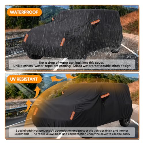 Image of Car Cover for Jeep Wrangler 4 Door 2006-2026 JK JL Outdoor Waterproof Sun Rain Snow Hail UV Protection with Driver Door Zipper