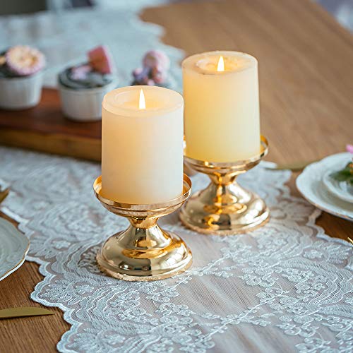 4 Pcs Gold Metal Pillar Candle Holders, Wedding Centerpieces Candlestick Holders For 3" Candles Stand Decoration Ideal For Weddings, Special Events, Parties #TOP1