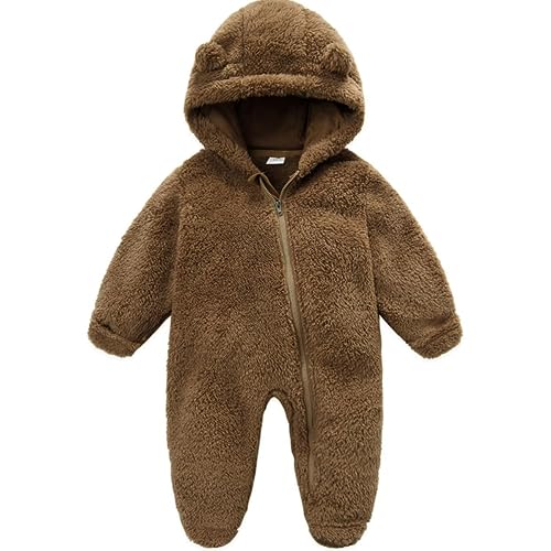 Image of CAHL&FAUO Newborn Baby Fleece Romper Infant Onesie Warm Jumpsuit Toddler Outfit