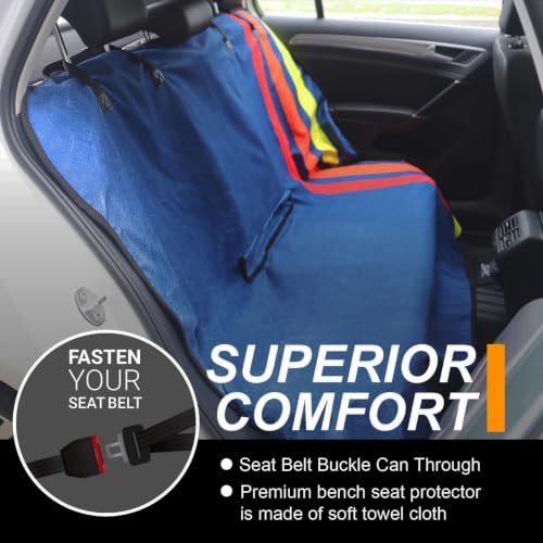Image of Back Seat Cover for Car Trucks Van SUV,Waterproof Rear Bench Towel Seat Covers for Dogs and Kids,Automotive Backseat Protector (Racing Stripes)