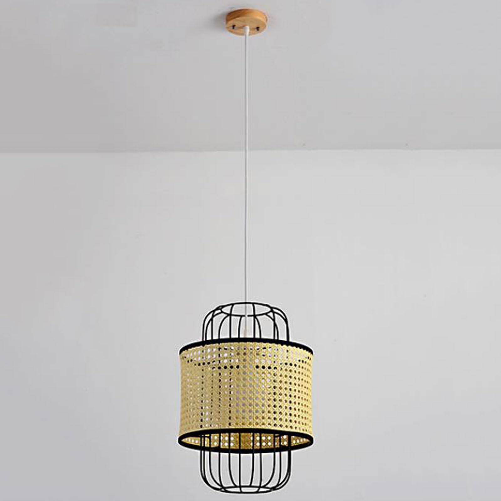 Lámpara colgante minimalista de ratán para dormitorio, metal para isla de cocina, casquillo E26, cabezal único ajustable, lámpara de araña para sala de estar, adecuada para áreas de fregadero