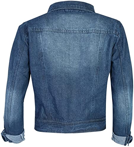 Dollhouse Women’s Jacket - Basic Denim Classic Crop Jean Jacket (Size: S-Xl), Size Large, Dark #TOP4