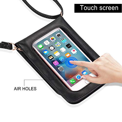 Bosam Iphone Pro Max Xs 8 Plus Purses, Soft Leather Cellphone-Bags-Crossbody-For-Woman With Shoulder Strap Touch View Window (Black) #TOP1
