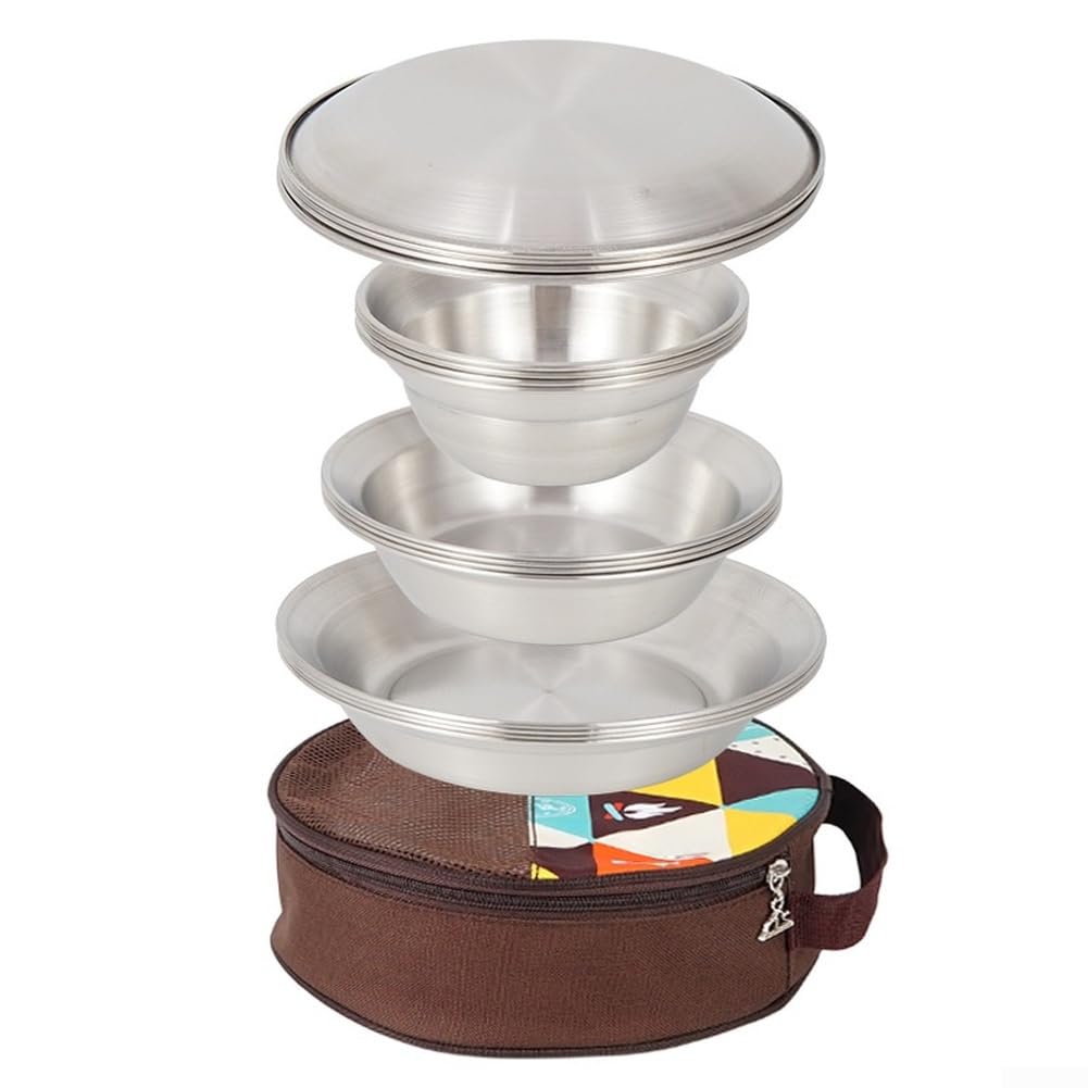 Set Platos Cuencos para acero 201 Portátil con Bolsa Set Platos