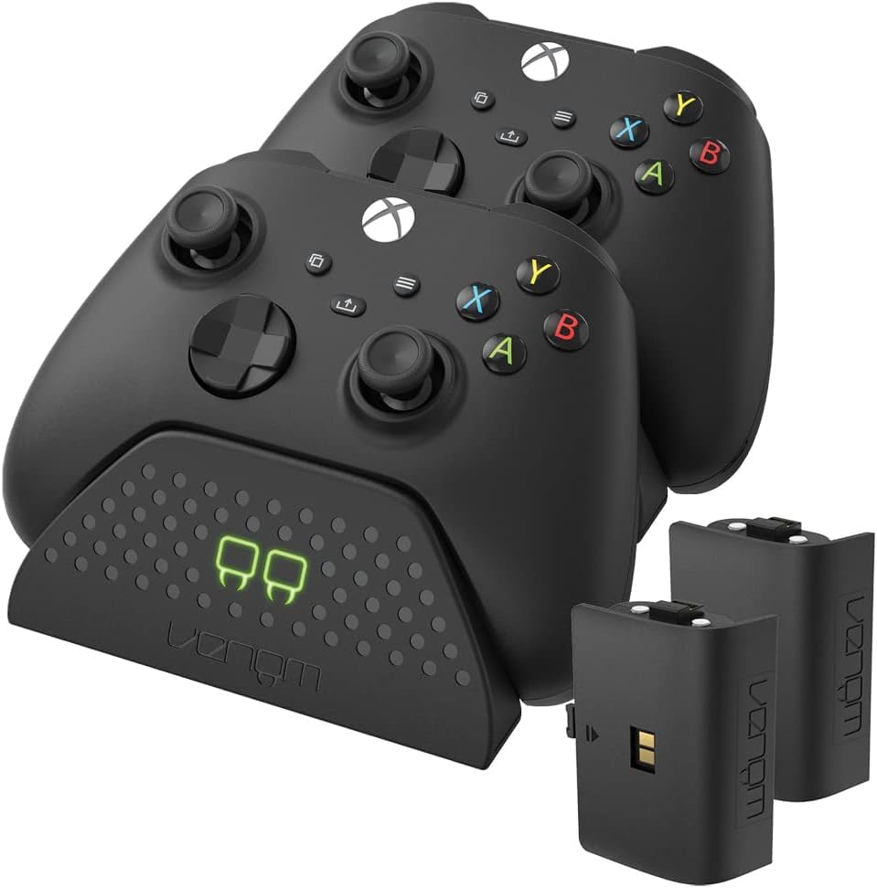 Xbox Wireless Controller - Black+Venom Dock di ricarica doppio con 2 pacchi batteria ricaricabile - Nero, USB Series X &, S One
