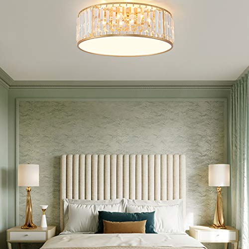 Plafonnier rond type carré led cristal doré de style simple - 3