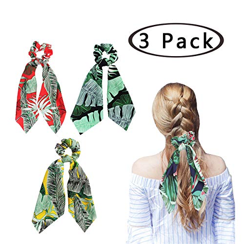 Hair Scarf Scrunchies Silk Ponytail Holder Bow Chiffon Scrunchies Thick Satin Silk Hair Bands for Women Teen Tween Hair Scarves Tie