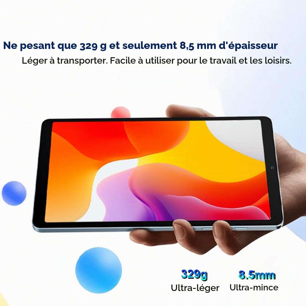 Blackview Link2 8 Pouces Tablette Android 15, 12Go+128Go/2To Mini Tablette Tactile, Widevine L1, 5000mAh, 5G WiFi Tablet PC avec Coque, Gemini Al 2.0, 3,5mm Klinke/OTG/FM, Noir
