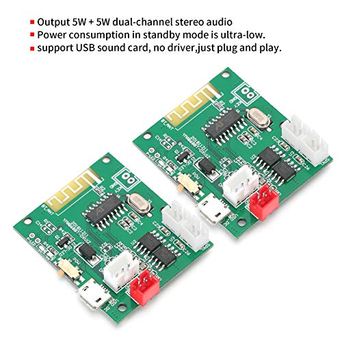 Jiawu Module d'ampli de Puissance, Carte d'amplificateur Stéréo Bluetooth 5.0 Double Canal 5W + 5W avec Kit de Haut-parleur Bricolage pour Bureau de Voiture à Domicile – vue 2