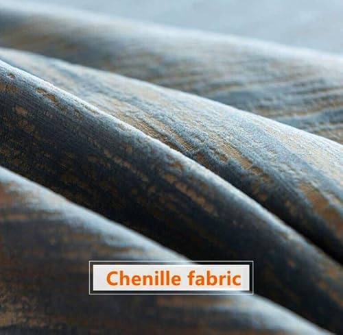 Amidoudou 1 Pair Luxury Chenille Curtains Blue And Gold Curtains For Bedroom And Living Room (Blue,54X84 Inch) #TOP5