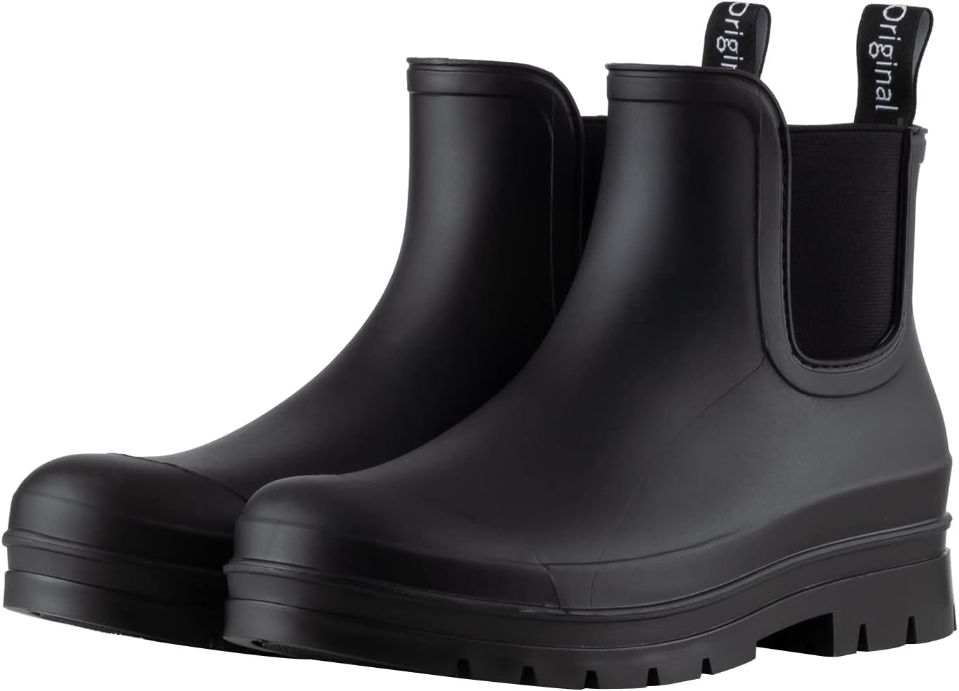 Women’s Fashion Waterproof Short Chelsea Rain Boots Durable Non Slip Ankle Rubber Boots Work Booties Lightweight Outdoor Garden Shoes with Removable Insole