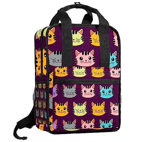 Sac à dos fille et garçon confortable motif chat multicolore