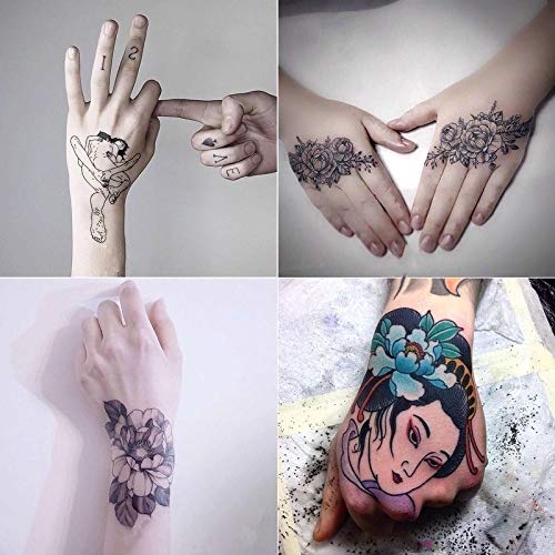 Miniatura 7 de 30 hojas de tatuajes temporales para hombres y mujeres mano brazo muñeca flor tatuaje moda punk impermeable calcomanías de tatuaje
