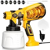 Paint Sprayer for House Painting,1000W HVLP Spray Gun with 6 Brass Nozzles & Viscosity Cup, 3 Spray Patterns – Perfect for Fences, Walls, Doors, Furniture, Cabinets and DIY Garage Projects