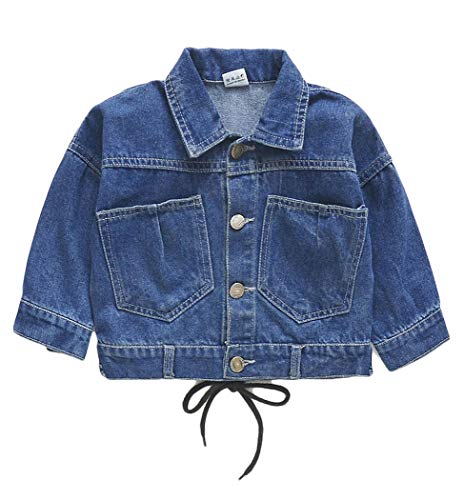 ASHER FASHION Little Girls Denim Jacket Long Sleeve Jean Coat Button Down Basic Cotton Outfit2
