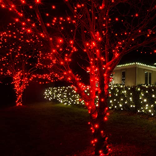 Image of Dazzle Bright 300 LED Christmas String Lights, 100 FT Connectable Waterproof String Lights Green Wire with 8 Modes Christmas Decoration for Indoor Outdoor Party Yard Garden Decor (Red)
