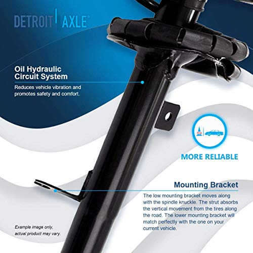 Image of Detroit Axle - Front End 12pc Suspension Kit for 2000-2004 Ford Focus 2001 2002 2003, 2 Ready Struts, 2 Lower Control Arms Ball Joints, 4 Inner & Outer Tie Rods, 2 Sway Bar Links, 2 Boots Replacement