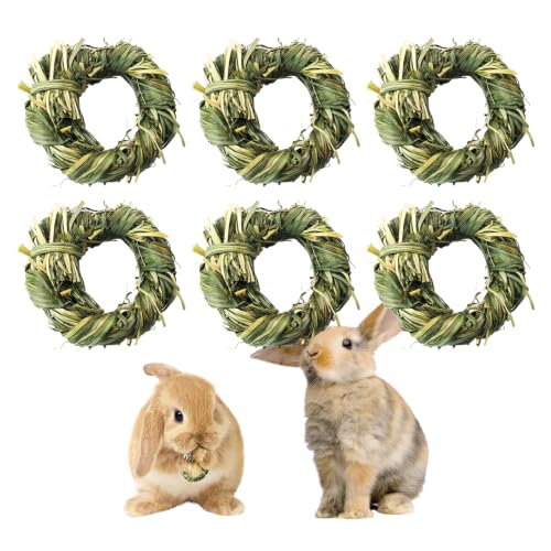 Image of 6PCS Timothy Hay Toy for Rabbits Bunny Chew Toys for Teeth Timothy Hay Rings for Small Animals Guinea Pigs Chinchillas Hamsters Bunnies Digestion Care