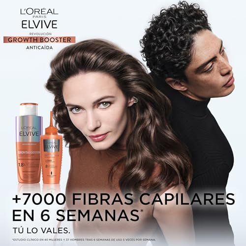 Miniatura 6 de L'Oréal Paris Elvive Growth Booster Champú Sin Sulfatos+Sérum Anticaída, x3
