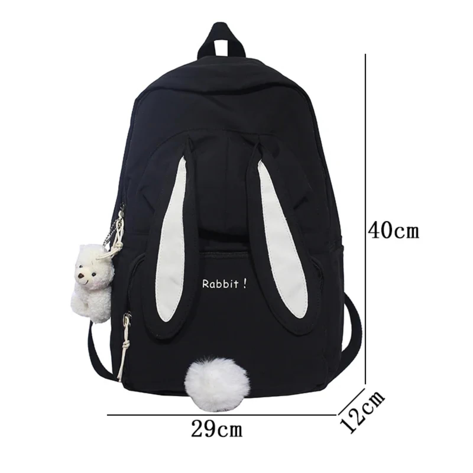 Mochila Linda De Nylon Oreja Conejo, Escolar Dibujos Animados Gran Capacidad Kawaii para El Uso Diario Viajes Las Niñas-Blue