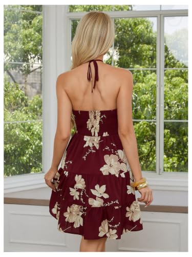 Image of SOLY HUX Women's Summer Mini Dress Halter Backless Flowy Cami Sundress